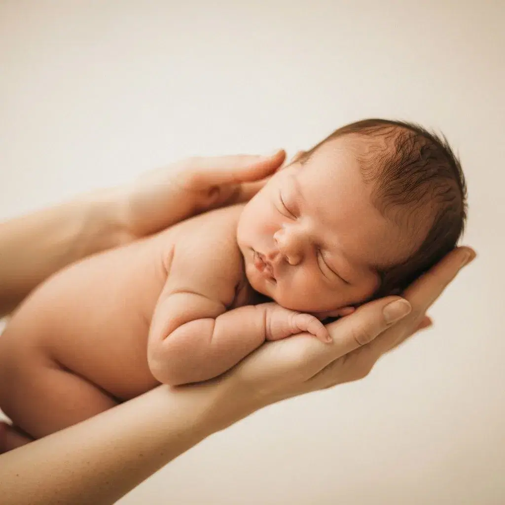Newborn held in parent hands