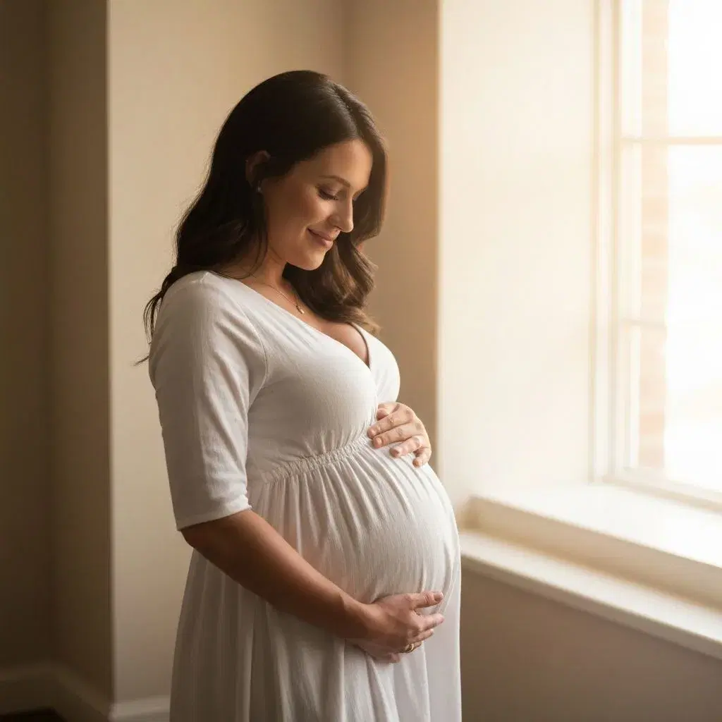 Maternity portrait by window